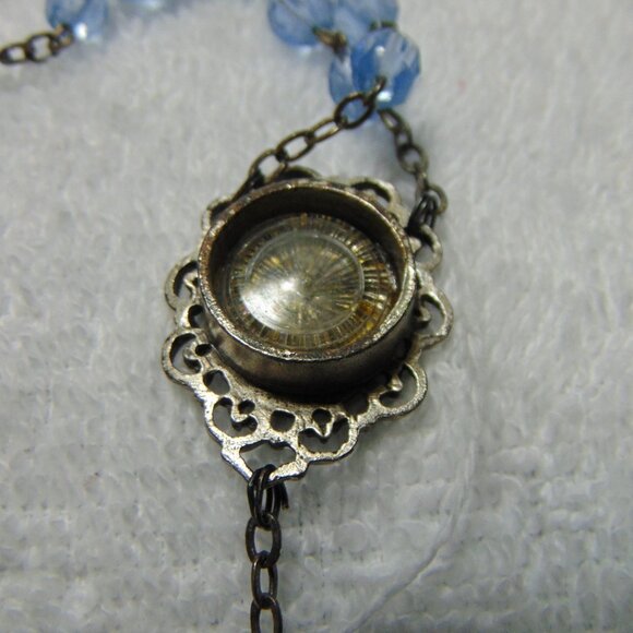 Catholic Rosary with Light Blue Clear Beads and Ornate Cross & Mary Medallion - Picture 5 of 5